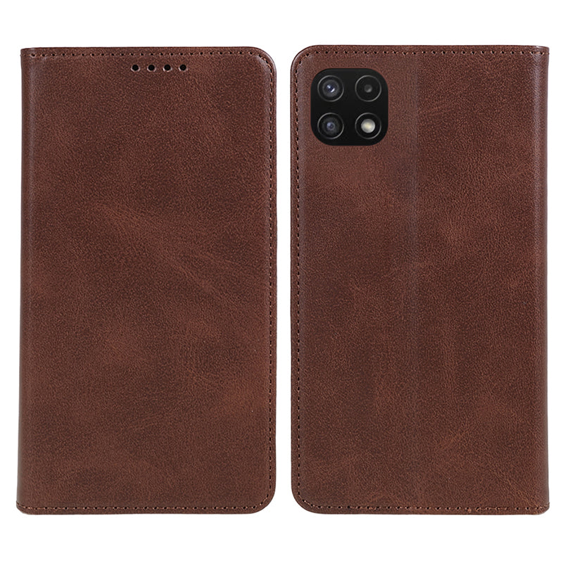 For Samsung Galaxy A22 5G (EU Version) TPU+PU Leather Case Calf Texture Wallet Anti-drop Phone Stand Cover