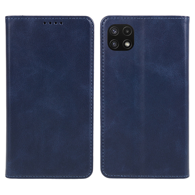 For Samsung Galaxy A22 5G (EU Version) TPU+PU Leather Case Calf Texture Wallet Anti-drop Phone Stand Cover