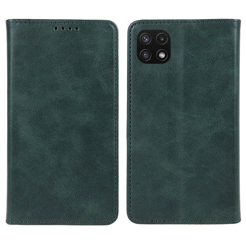 For Samsung Galaxy A22 5G (EU Version) TPU+PU Leather Case Calf Texture Wallet Anti-drop Phone Stand Cover