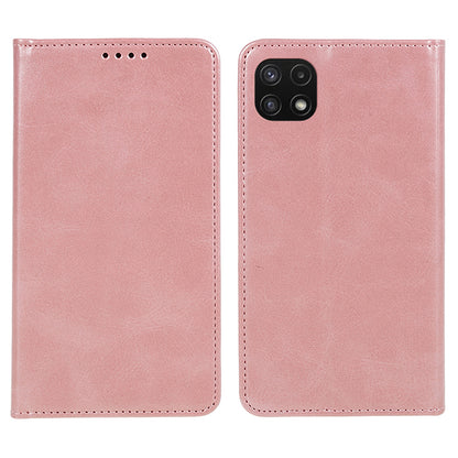 For Samsung Galaxy A22 5G (EU Version) TPU+PU Leather Case Calf Texture Wallet Anti-drop Phone Stand Cover