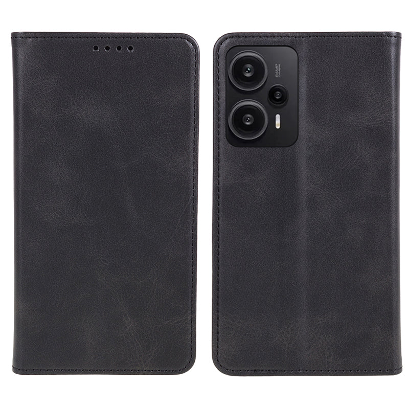 For Xiaomi Redmi Note 12 Turbo / Poco F5 5G PU Leather Coated TPU Stand Anti-drop Phone Case Calf Texture Wallet Cover