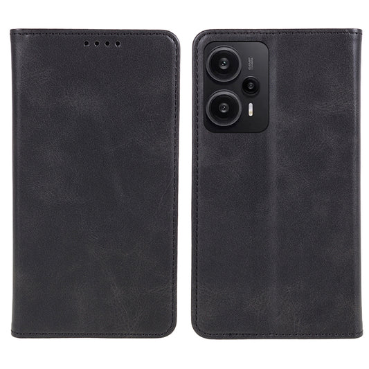 For Xiaomi Redmi Note 12 Turbo / Poco F5 5G PU Leather Coated TPU Stand Anti-drop Phone Case Calf Texture Wallet Cover