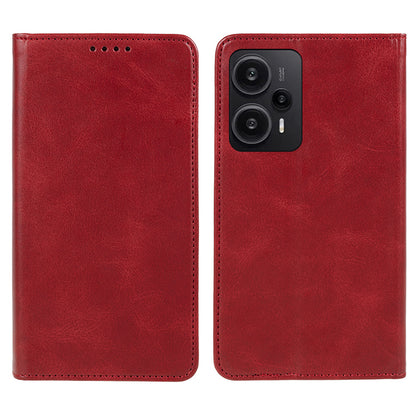 For Xiaomi Redmi Note 12 Turbo / Poco F5 5G PU Leather Coated TPU Stand Anti-drop Phone Case Calf Texture Wallet Cover