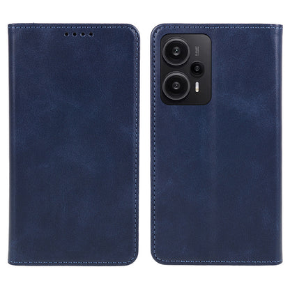 For Xiaomi Redmi Note 12 Turbo / Poco F5 5G PU Leather Coated TPU Stand Anti-drop Phone Case Calf Texture Wallet Cover