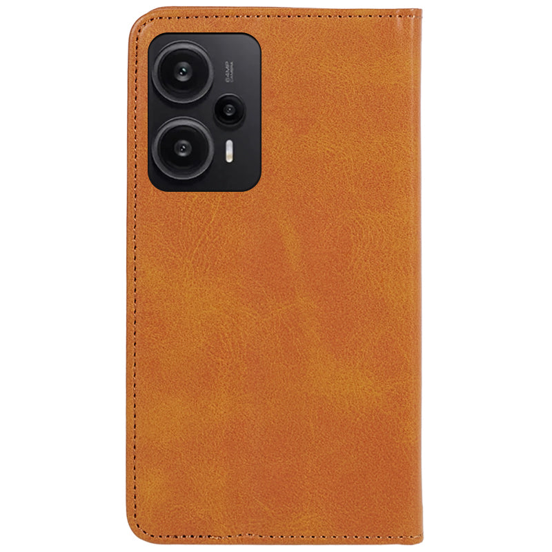 For Xiaomi Redmi Note 12 Turbo / Poco F5 5G PU Leather Coated TPU Stand Anti-drop Phone Case Calf Texture Wallet Cover