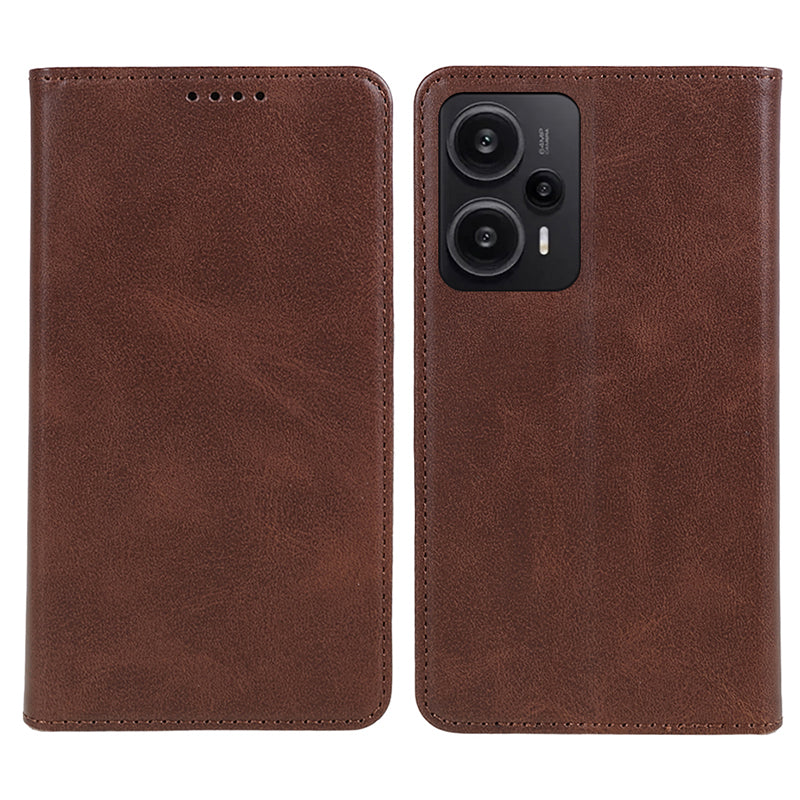 For Xiaomi Redmi Note 12 Turbo / Poco F5 5G PU Leather Coated TPU Stand Anti-drop Phone Case Calf Texture Wallet Cover