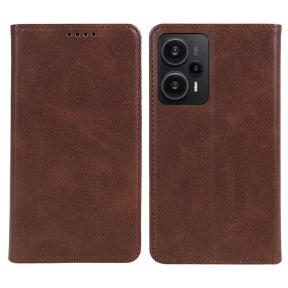 For Xiaomi Redmi Note 12 Turbo / Poco F5 5G PU Leather Coated TPU Stand Anti-drop Phone Case Calf Texture Wallet Cover