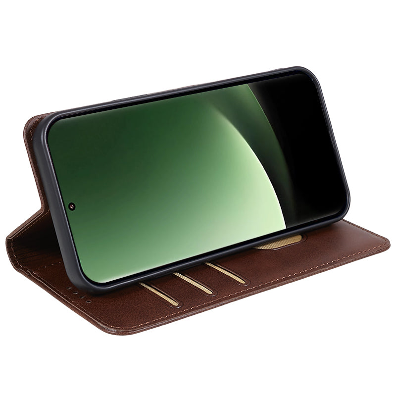 For Xiaomi Redmi Note 12 Turbo / Poco F5 5G PU Leather Coated TPU Stand Anti-drop Phone Case Calf Texture Wallet Cover