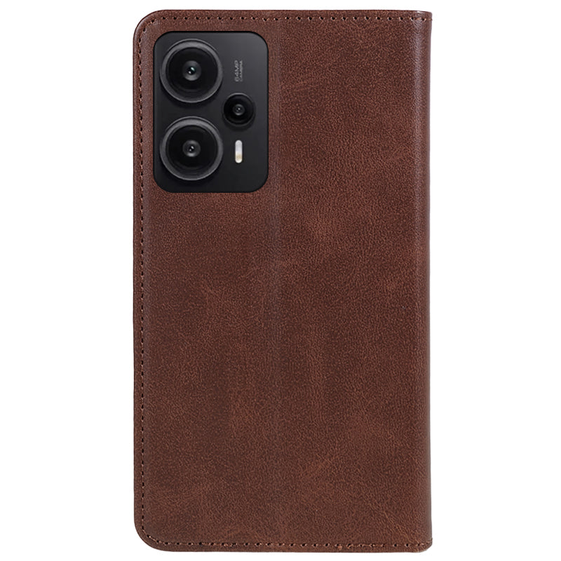 For Xiaomi Redmi Note 12 Turbo / Poco F5 5G PU Leather Coated TPU Stand Anti-drop Phone Case Calf Texture Wallet Cover