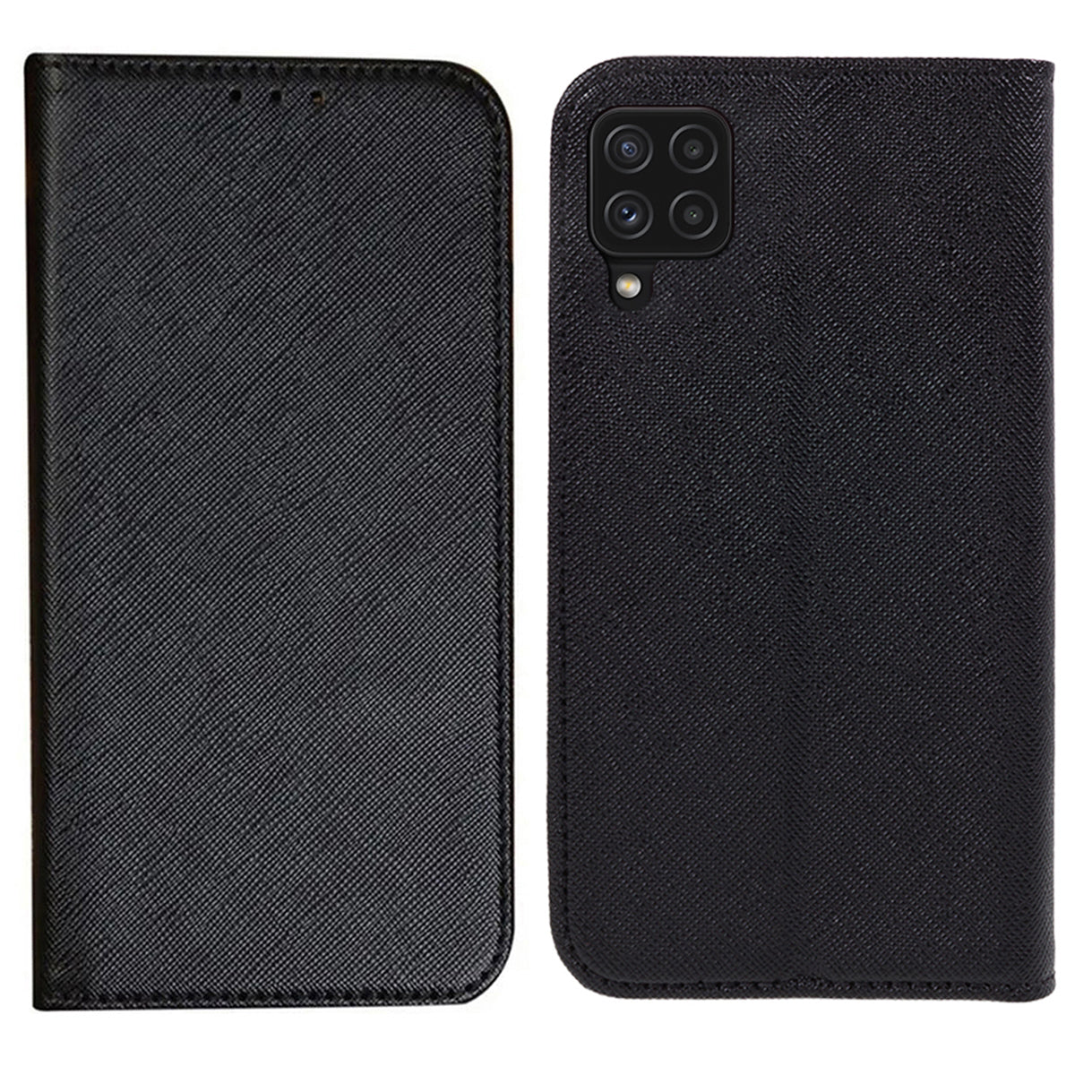 For Samsung Galaxy A22 4G (EU Version) Shockproof Phone Case Wallet Cross Texture Cover Stand PU Leather Shell