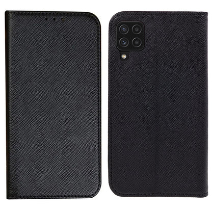 For Samsung Galaxy A22 4G (EU Version) Shockproof Phone Case Wallet Cross Texture Cover Stand PU Leather Shell