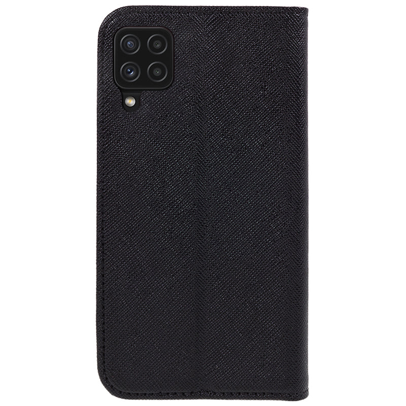 For Samsung Galaxy A22 4G (EU Version) Shockproof Phone Case Wallet Cross Texture Cover Stand PU Leather Shell