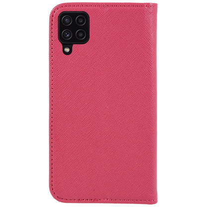 For Samsung Galaxy A22 4G (EU Version) Shockproof Phone Case Wallet Cross Texture Cover Stand PU Leather Shell