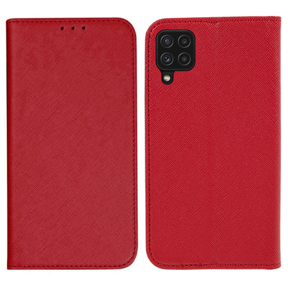 For Samsung Galaxy A22 4G (EU Version) Shockproof Phone Case Wallet Cross Texture Cover Stand PU Leather Shell