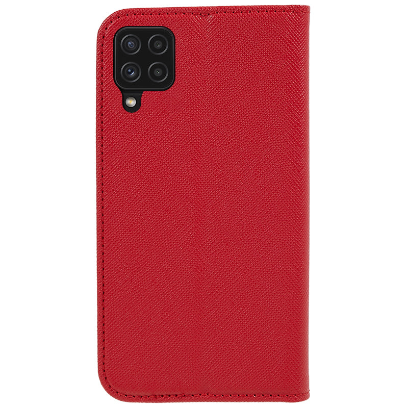 For Samsung Galaxy A22 4G (EU Version) Shockproof Phone Case Wallet Cross Texture Cover Stand PU Leather Shell