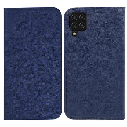 For Samsung Galaxy A22 4G (EU Version) Shockproof Phone Case Wallet Cross Texture Cover Stand PU Leather Shell