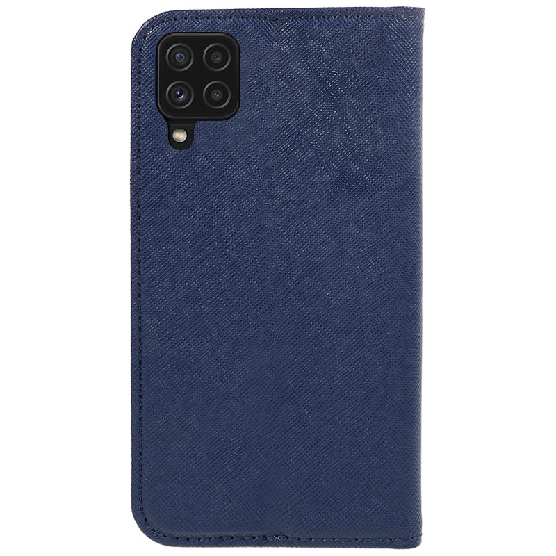 For Samsung Galaxy A22 4G (EU Version) Shockproof Phone Case Wallet Cross Texture Cover Stand PU Leather Shell