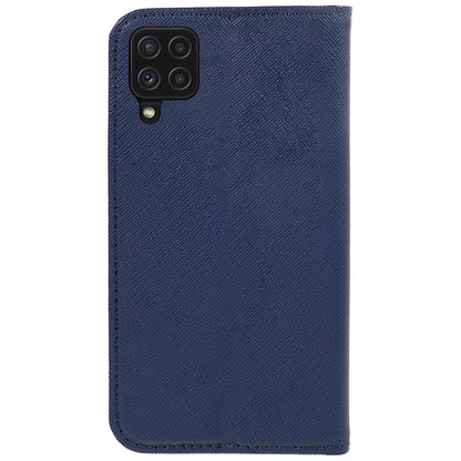 For Samsung Galaxy A22 4G (EU Version) Shockproof Phone Case Wallet Cross Texture Cover Stand PU Leather Shell