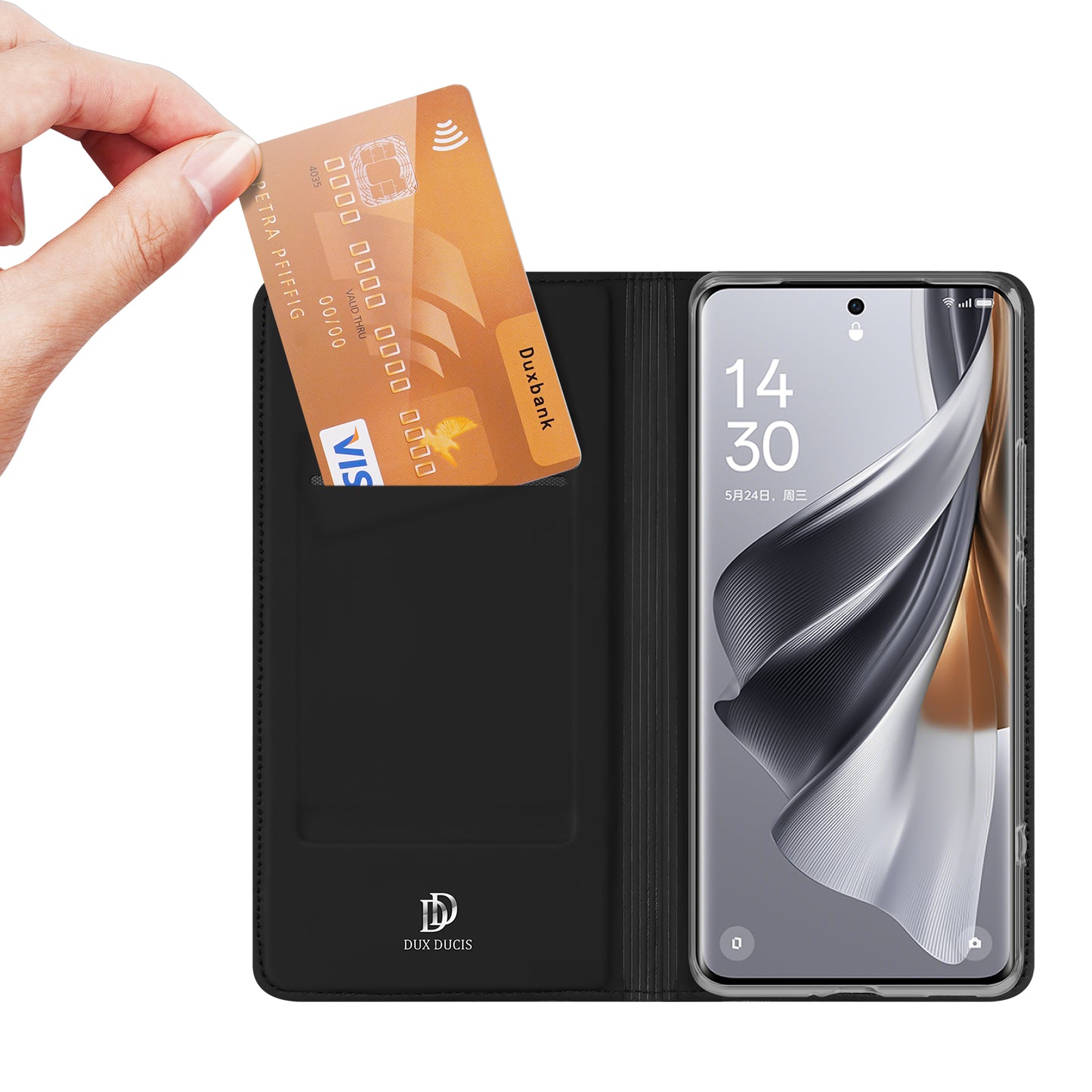 DUX DUCIS Skin Pro Series for Oppo Reno10 Pro+ 5G PU Leather Card Slot Phone Case Anti-drop Stand Cover