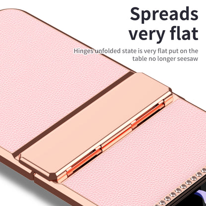 For Samsung Galaxy Z Flip4 5G Hinge Protection Phone Case PU Leather+PC Electroplating Cover