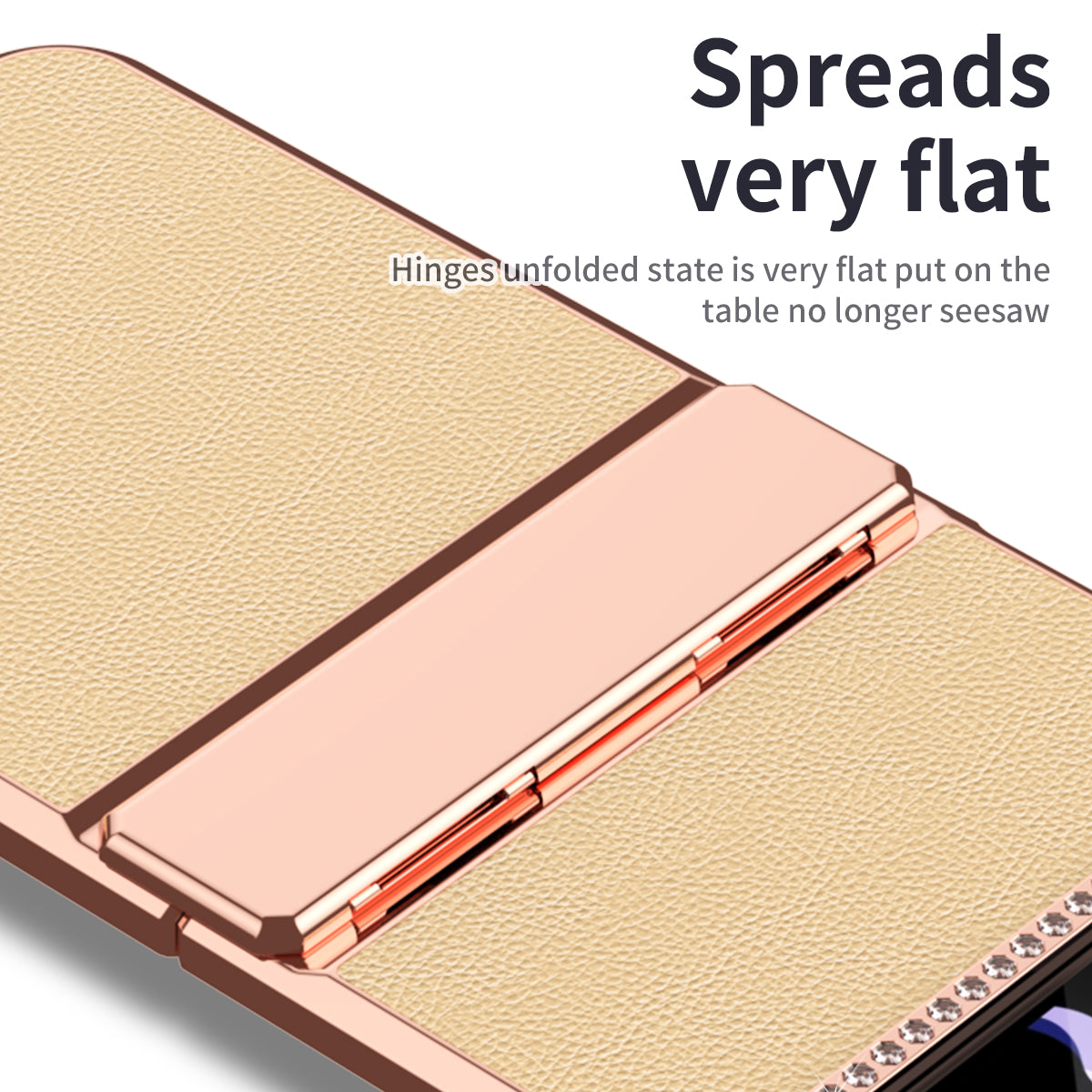 For Samsung Galaxy Z Flip4 5G Hinge Protection Phone Case PU Leather+PC Electroplating Cover