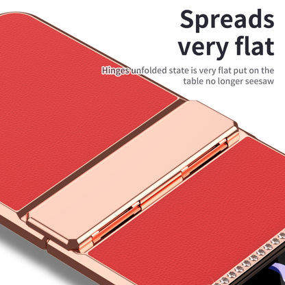 For Samsung Galaxy Z Flip4 5G Hinge Protection Phone Case PU Leather+PC Electroplating Cover