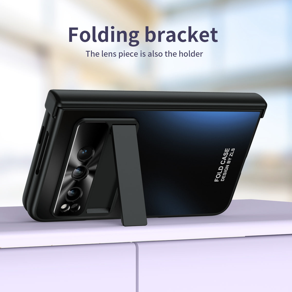 For Google Pixel Fold Kickstand Phone Case Hinge Protection  Hard PC Cover with Tempered Glass Screen Film