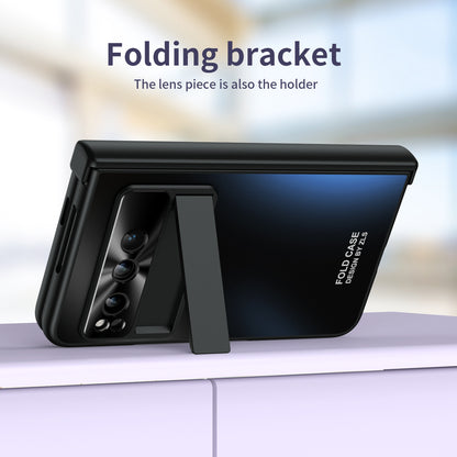 For Google Pixel Fold Kickstand Phone Case Hinge Protection  Hard PC Cover with Tempered Glass Screen Film