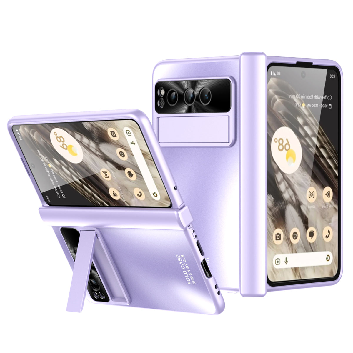 For Google Pixel Fold Kickstand Phone Case Hinge Protection  Hard PC Cover with Tempered Glass Screen Film