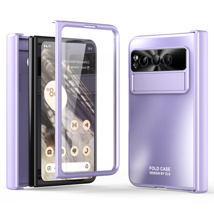 For Google Pixel Fold Kickstand Phone Case Hinge Protection  Hard PC Cover with Tempered Glass Screen Film