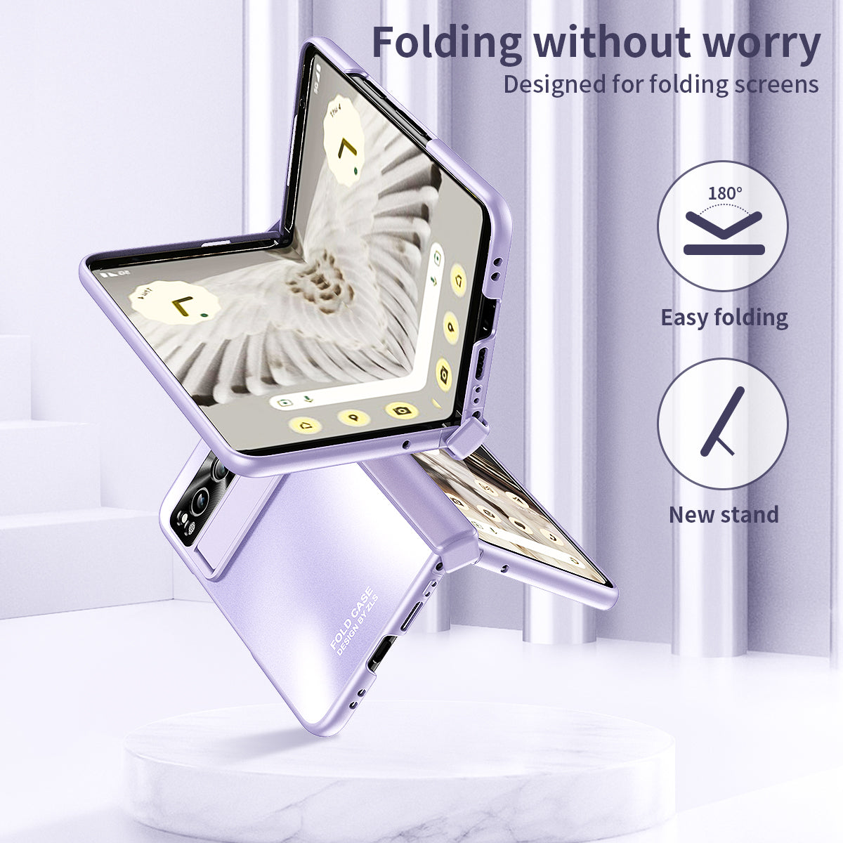 For Google Pixel Fold Kickstand Phone Case Hinge Protection  Hard PC Cover with Tempered Glass Screen Film