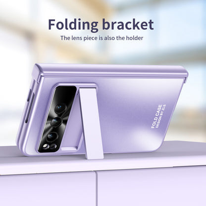 For Google Pixel Fold Kickstand Phone Case Hinge Protection  Hard PC Cover with Tempered Glass Screen Film
