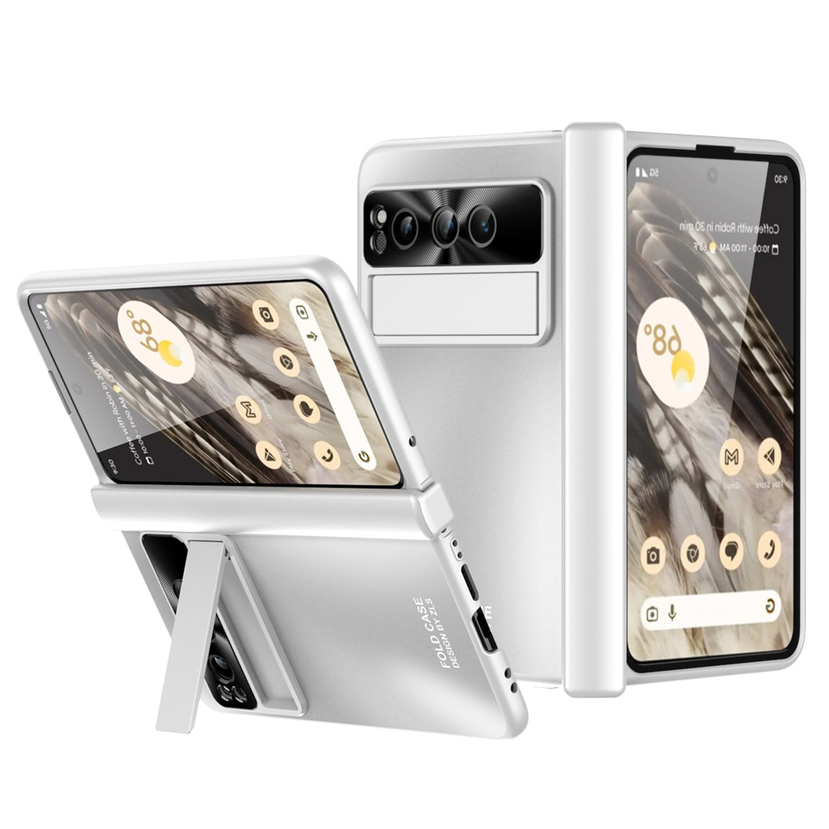 For Google Pixel Fold Kickstand Phone Case Hinge Protection  Hard PC Cover with Tempered Glass Screen Film