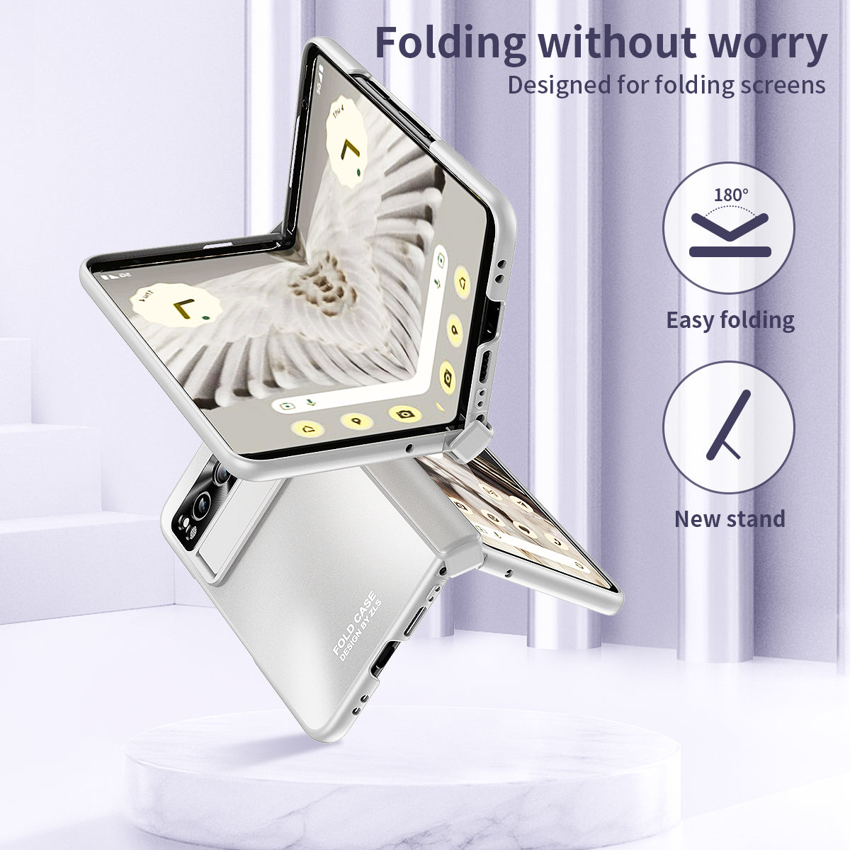 For Google Pixel Fold Kickstand Phone Case Hinge Protection  Hard PC Cover with Tempered Glass Screen Film