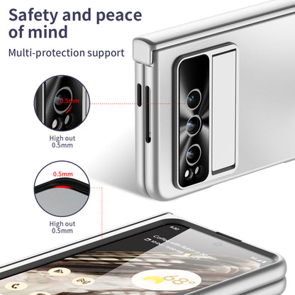 For Google Pixel Fold Kickstand Phone Case Hinge Protection  Hard PC Cover with Tempered Glass Screen Film
