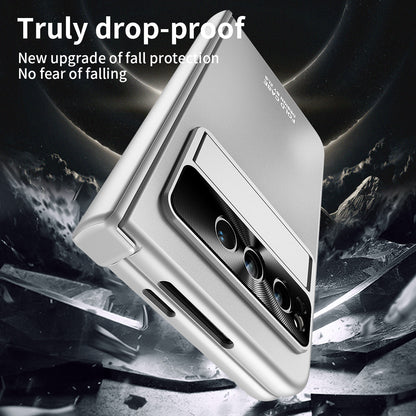 For Google Pixel Fold Kickstand Phone Case Hinge Protection  Hard PC Cover with Tempered Glass Screen Film