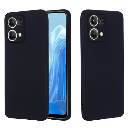For Oppo Reno8 4G Liquid Silicone Phone Cover Soft Lining Drop-proof Case with Strap