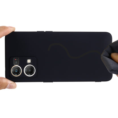 For Oppo Reno8 4G Liquid Silicone Phone Cover Soft Lining Drop-proof Case with Strap