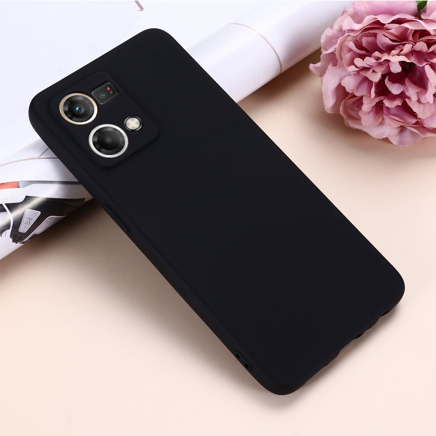 For Oppo Reno8 4G Liquid Silicone Phone Cover Soft Lining Drop-proof Case with Strap