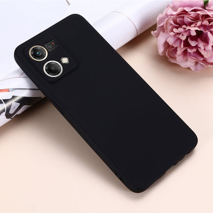 For Oppo Reno8 4G Liquid Silicone Phone Cover Soft Lining Drop-proof Case with Strap