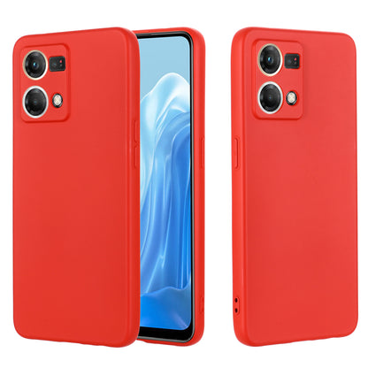 For Oppo Reno8 4G Liquid Silicone Phone Cover Soft Lining Drop-proof Case with Strap