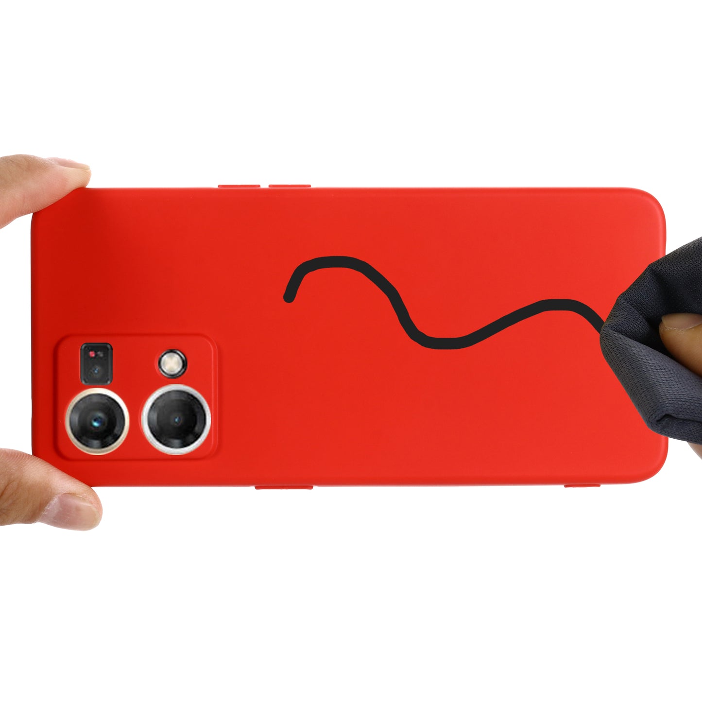 For Oppo Reno8 4G Liquid Silicone Phone Cover Soft Lining Drop-proof Case with Strap