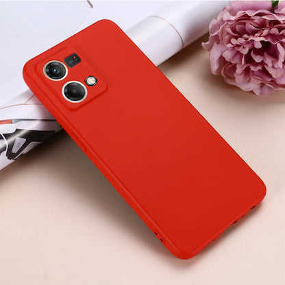 For Oppo Reno8 4G Liquid Silicone Phone Cover Soft Lining Drop-proof Case with Strap