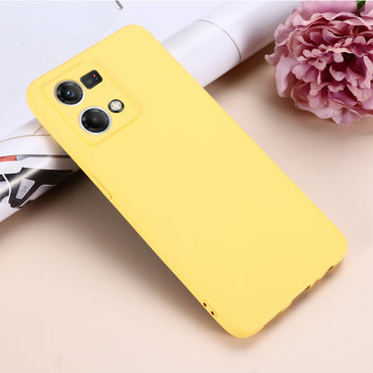 For Oppo Reno8 4G Liquid Silicone Phone Cover Soft Lining Drop-proof Case with Strap