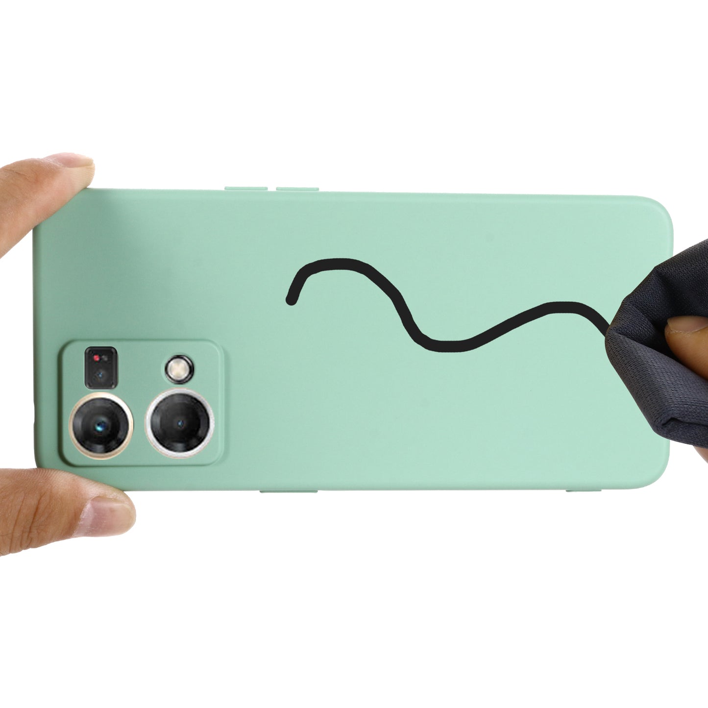 For Oppo Reno8 4G Liquid Silicone Phone Cover Soft Lining Drop-proof Case with Strap