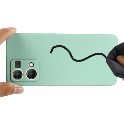 For Oppo Reno8 4G Liquid Silicone Phone Cover Soft Lining Drop-proof Case with Strap