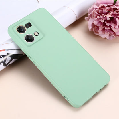 For Oppo Reno8 4G Liquid Silicone Phone Cover Soft Lining Drop-proof Case with Strap