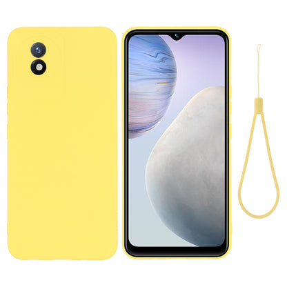 For vivo Y11 (2023) / Y02A 4G Phone Case Soft Lining Liquid Silicone Anti-drop Cover with Strap