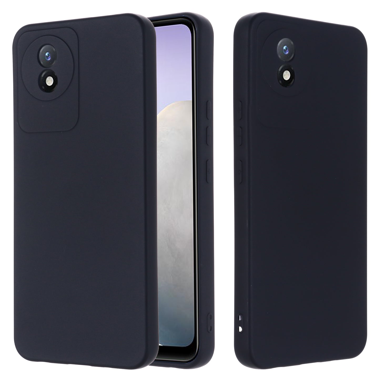 For vivo Y11 (2023) / Y02A 4G Phone Case Soft Lining Liquid Silicone Anti-drop Cover with Strap