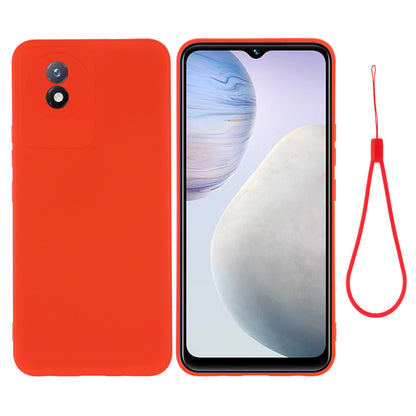 For vivo Y11 (2023) / Y02A 4G Phone Case Soft Lining Liquid Silicone Anti-drop Cover with Strap